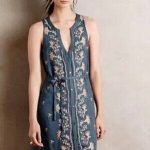 TINY Anthropologie Syden Floral Embroidered Sleeveless Dress